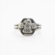 Atq Navajo 卍 Stamped T-bird Applique Ring in Silver c.1930