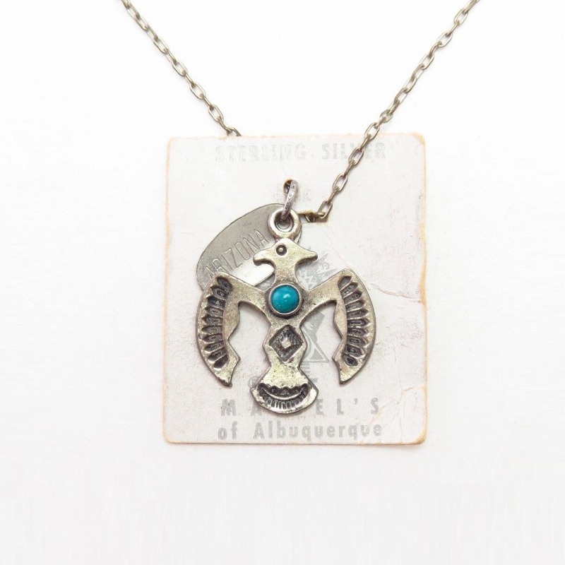 Vintage【Maisel's】Small Thunderbird Fob Necklace w/Tag c.1950