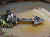 Atq 卍 Stamped Arrow & Thunderbird Shape Silver Pin c.1930～