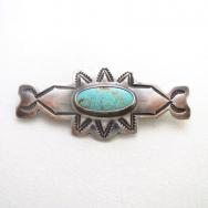 【Wolf-Robe】 Acoma Vtg Stamped Silver Small Pin w/TQ  c.1940