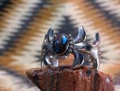 Vintage Navajo Cast Silver Cuff Bracelet w/Bisbee TQ c.1965～