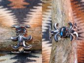 Vintage Navajo Cast Silver Cuff Bracelet w/Bisbee TQ c.1965～