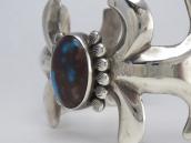 Vintage Navajo Cast Silver Cuff Bracelet w/Bisbee TQ c.1965～