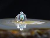 Atq Stamped T-bird Face Ring w/Green Turquoise c.1945～