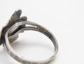 Atq Stamped T-bird Face Ring w/Green Turquoise c.1945～