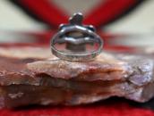 Atq Stamped T-bird Face Ring w/Green Turquoise c.1945～