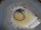 Atq Stamped T-bird Face Ring w/Green Turquoise c.1945～