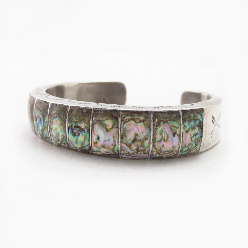 Vintage Zuni Avalon Shell Inlay Domed Cuff Bracelet c.1955～