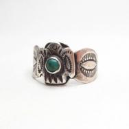 Antique Thunderbird Patched Tourist Silver Ring w/TQ  c.1930