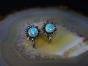 Vtg Concho Face Earring w/Gem Quality No.8 Turquoise c.1940～