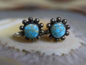 Vtg Concho Face Earring w/Gem Quality No.8 Turquoise c.1940～