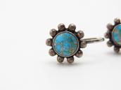 Vtg Concho Face Earring w/Gem Quality No.8 Turquoise c.1940～