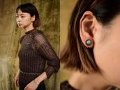 Vtg Concho Face Earring w/Gem Quality No.8 Turquoise c.1940～