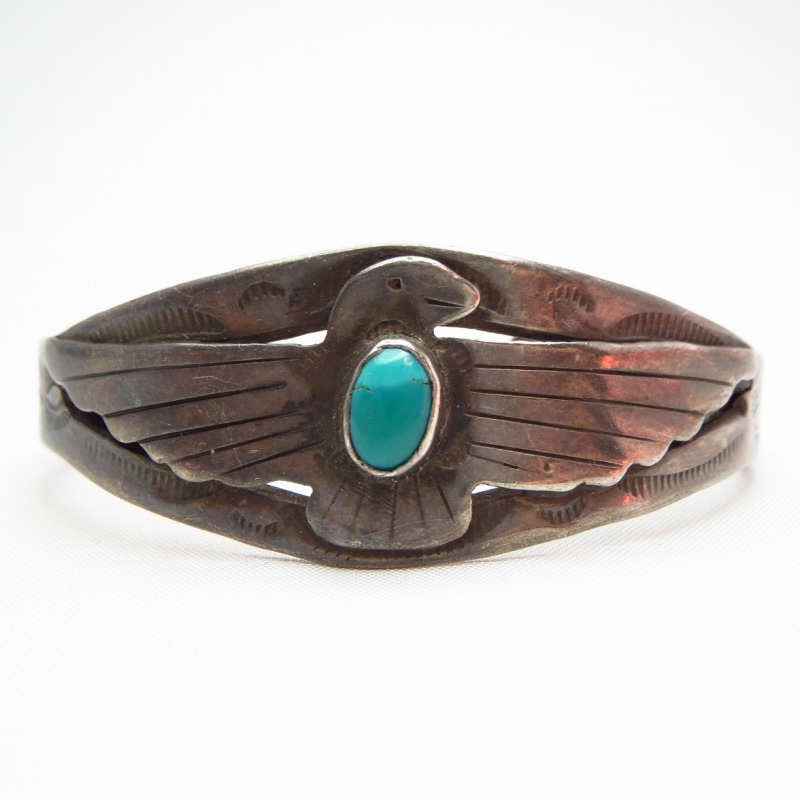 Antique Thunderbird Patched Ingot Cuff Bracelet w/TQ c.1920～