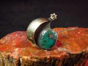 Vintage Moon Shape Silver&Gold Ring w/TQ ・ Diamond