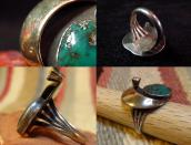 Vintage Moon Shape Silver&Gold Ring w/TQ ・ Diamond