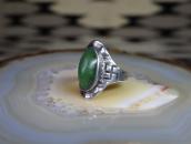 Atq Navajo 卍 Stamped Cigar Band Ring w/Aventurine  c.1925～