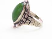 Atq Navajo 卍 Stamped Cigar Band Ring w/Aventurine  c.1925～