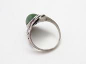 Atq Navajo 卍 Stamped Cigar Band Ring w/Aventurine  c.1925～