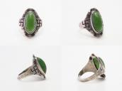 Atq Navajo 卍 Stamped Cigar Band Ring w/Aventurine  c.1925～