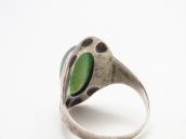 Atq Navajo 卍 Stamped Cigar Band Ring w/Aventurine  c.1925～