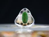 Atq Navajo 卍 Stamped Cigar Band Ring w/Aventurine  c.1925～