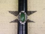 Atq Navajo 卍 Stamped Cigar Band Ring w/Aventurine  c.1925～
