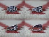 Atq Navajo 卍 Applique & Arrows Stamped Silver Ring  c.1925～