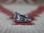 Atq Navajo 卍 Applique & Arrows Stamped Silver Ring  c.1925～
