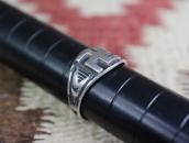 Atq Navajo 卍 Applique & Arrows Stamped Silver Ring  c.1925～