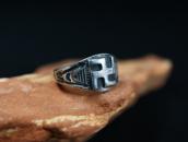 Atq Navajo 卍 Applique & Arrows Stamped Silver Ring  c.1925～