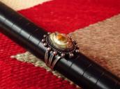 Antique Snake Stamped Silver Ring w/Thunderegg(Agate) c.1940