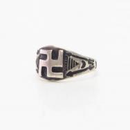 Atq Navajo 卍 Applique & Arrows Stamped Silver Ring  c.1925～