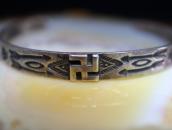 Antique Navajo 卍Applique & T-bird Stamped Small Cuff c.1925～
