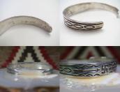 Antique Navajo 卍 & Arrows Stamped Ingot Silver Cuff  c.1920～