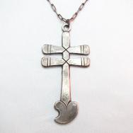 Vintage Ingot SV Dragonfly Cross Necklace c.1960