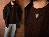 Atq Navajo Stamped Arrowhead Fob w/Turquoise Necklace c.1930