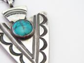 Atq Navajo Stamped Arrowhead Fob w/Turquoise Necklace c.1930