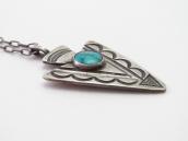 Atq Navajo Stamped Arrowhead Fob w/Turquoise Necklace c.1930