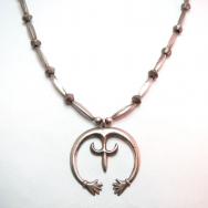 Vintage Bench Made Silver Bead Necklace w/Cast Naja  c.1950