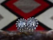 Vtg Thunderbird Applique Concho Screw-back Earring c.1940～
