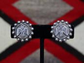 Vtg Thunderbird Applique Concho Screw-back Earring c.1940～