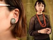 Vtg Thunderbird Applique Concho Screw-back Earring c.1940～