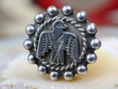 Vtg Thunderbird Applique Concho Screw-back Earring c.1940～