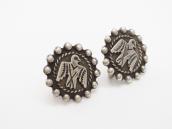 Vtg Thunderbird Applique Concho Screw-back Earring c.1940～