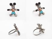 Vintage Zuni 『Mickey?』 Multi-Stone Inlay Silver Ring c.1975～