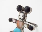 Vintage Zuni 『Mickey?』 Multi-Stone Inlay Silver Ring c.1975～