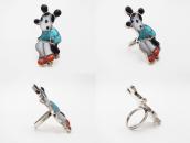 Vintage Zuni Gem Turquoise Inlay『Mickey?』Silver Ring c.1975～