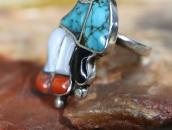 Vintage Zuni Gem Turquoise Inlay『Mickey?』Silver Ring c.1975～