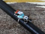 Vintage Zuni Gem Turquoise Inlay『Mickey?』Silver Ring c.1975～